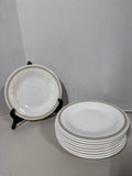Set Of 9 Off White And Gold Rimmed Melamine Plates