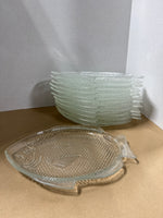 (A) Set Of 12 Clear Glass Fish Plates