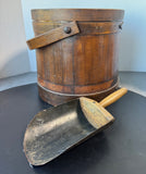 Primitive Vintage Wooden Firkin Sugar Bucket with Scoop