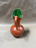 Red Clay With Green Glaze Mexican Pottery Pitcher