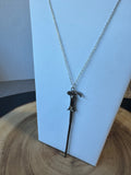 Harry Potter Inspired Silver Tone Wand Necklace (A)