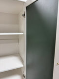 White & Sage Green Kitchen Pantry Cabinet & Cupboard