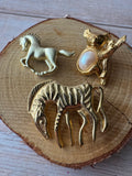 Trio of Gold Tone Vintage Animal Brooches