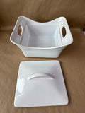 Rachel Ray White Stoneware Baking Dish With Lid 2.5QT (B)