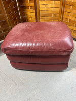 Natuzzi Leather Ottoman, deep red tone