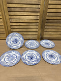 English Ironstone Blue Floral Dessert Plates - Set Of 6