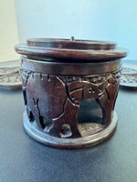 6-Piece Hand Carved Wooden Elephant Coasters in Box