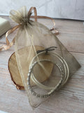 Trio of Silver Tone Bangle Bracelets with Rhinestone Stretch Bracelet