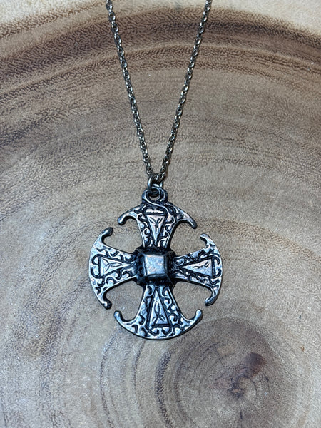 Silver Tone Cross Necklace