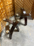 Glass Top Side Tables with Bentwood Bases, (2)