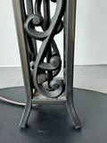 Heavyweight Black Metal Scroll Tower Table Lamp (WORKS)