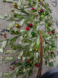 Jingle Bell Embellished Christmas Throw Pillow