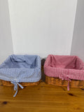 Red And Blue Gingham Lined Wicker Baskets - Pottery Barn Sabrina Baskets - Pair