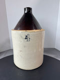 4-Gallon Vintage Stoneware Two Tone Whiskey Jug