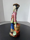Chinese Wucai Shiwan Lady Merchant Figurine