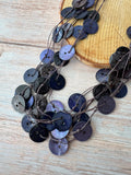 Purple Multi-Strand Abalone Shell Button Necklace