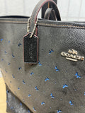 Coach City Toti in Perforated Crossgrain Leather;  Black Exterior with Blue Backed Butterfly Cutouts