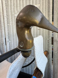 Cast Iron & Brass Duck Head Vintage Fireplace Log Holder with White Sling
