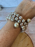 Faux Champagne Pearl Wire Wrap Bracelet