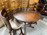Petite Round Dining Table with Glass; With (2) Swivel Stools