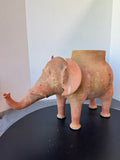 Rustic Terra Cotta Clay Elephant Plant Stand or Small Garden Stool