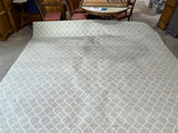 Large Damask Rug, 11'3" x 12'; pale taupe/gray and white tones***HEAVY ITEM***READ DETAILS ON PICK UP POLICY***