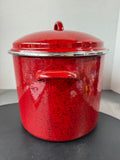 Paula Deen Red Speckled Enamel Lidded Stock Pot