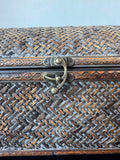 Asian Inspired Woven Bamboo & Rattan Vintage Storage Chest