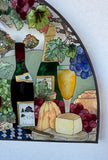 Joan Baker Designs Wine & Cheese Arched Stained Glass Hanging Panel