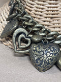 Aged Brass Tone Puffy Heart Love Choker