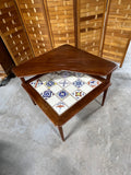 France & Sons Danish Two Tier Corner End Table with Tile Top