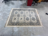 Carpet Art Deco Mosaic Motif Design Rug D, tan/blue