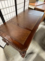 Leather Inlaid Chippendale Style Executive Desk