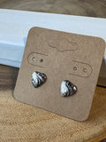 Etched Heart Sterling Silver Stud Earrings