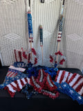 Large Lot of Patriotic Tinsel Decor with American Flags