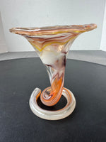 Murano Style Coiled Art Glass Trumpet Vase