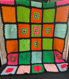 (B) Neon Granny Square Vintage Crochet Blanket