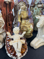 10-Piece Unique Glazed Ceramic Large Nativity Set