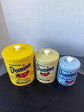 Vintage Crystal Domino Nesting Tin Canisters - Set Of 3