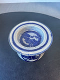 Blue & Gray Signed Pottery Butter Keeper & Warmer