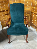 Unbranded Upholstered/Wood Arm Chair, Teal Green Color Tone