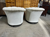 Pair of Barrel Chairs, Swivel and Rock, Cream/Off White Color Tone