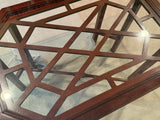 Glass Top Dining Table with Wooden Asian Style Base, NO CHAIRS***HEAVY ITEM***READ DETAILS ON PICK UP POLICY***