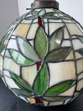 Palm Tree Vintage Stained Slag Glass Hanging Globe Light