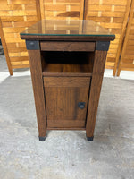 End Table/Cabinet with Protective Glass and Tea Table Pull Out Shelf