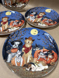 Pier 1 Ironstone Dog And Cat Halloween Salad Plates - Set Of 4 // 2 Sets Available// PRICED INDIVIDUALLY