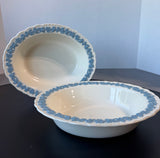 (C) Pair of Wedgwood Lavender on Cream Shell Edge Oval Vegetable Bowls