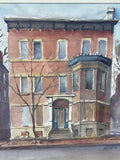 Original Watercolor of Brick Row Houses Signed; Thomas Malloy 81’