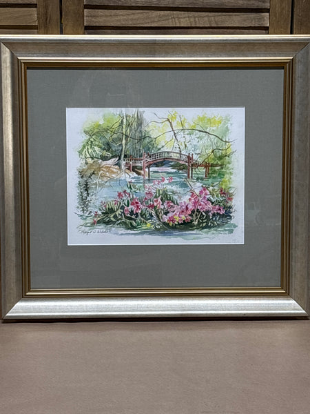 Crim Dell Bridge at William & Mary Original Watercolor by Margaret Webster; Signed