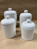 Set Of 4 Gibson Housewares White Ceramic Canisters